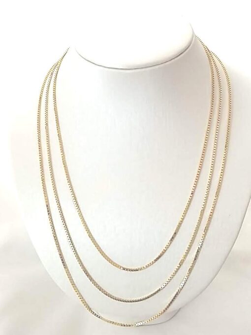 Goldkette, Gold 750 (18 Karat), Venezianer 4-kant, diamantiert, mit Karabinerverschluss, 40-60 cm