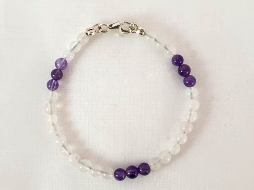 Engelskette® Konzentration und Selbstvertrauen, Armband Kind mit Amethyst, Rosenquarz, 16 cm (3 cm Verlängerungscollier möglich), Handarbeit (Unikat)