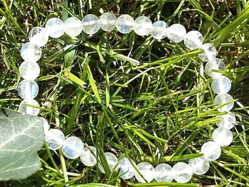 Armband/Armkette Mondstein weiss / Regenbogenmondstein mit viel Regenbogen, ca. 18-19 cm, 6 mm rund - Image 2