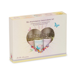 Geschenkset Bio Aromaspray (5 natürliche Sprays mit je einem Edelstein: GeborgenSein, GlücklichSein, LichtSein, KristallSein)