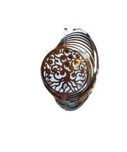 Lebensbaum in Spirale Fensterhänger / Fensterschmuck aus Edelstahl mit farbigen Glitzersteinchen, ca. 15 cm Durchmesser