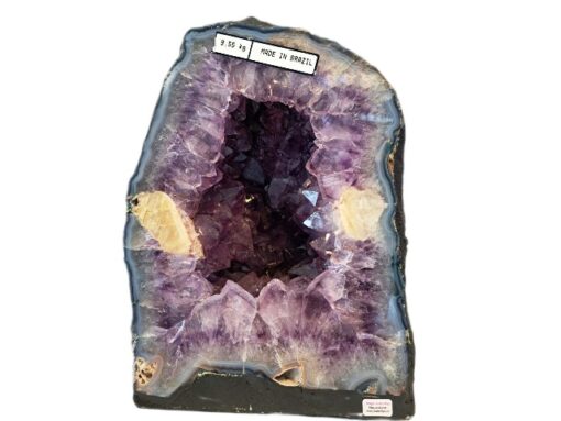 Amethyst Druse in dunkelvioletter Farbe mit rosa Calcit