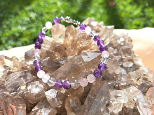 Engelskette® Armband Erwachsene mit Rosenquarz, Bergkristall, Amethyst, 20 cm, Handarbeit