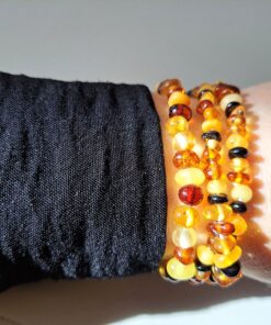 Alternative view of Bernsteinkette Armkette, mehrfarbig, Trommelsteine ca. 19 cm