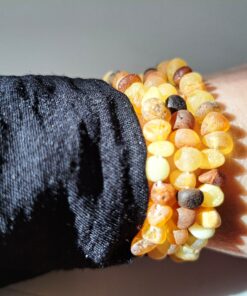 Bernsteinkette Armkette, mehrfarbig, matt, Trommelsteine ca. 17-18 cm