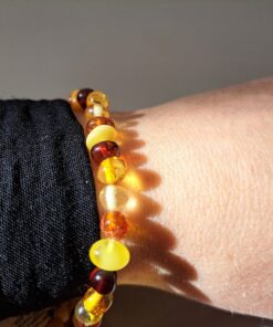 Bernsteinkette Armkette, mehrfarbig, Trommelsteine ca. 19 cm