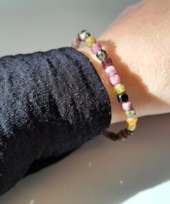 Armband/Armkette Turmalin farbig, (facettiert, Würfel) 4 mm, ca. 18 cm