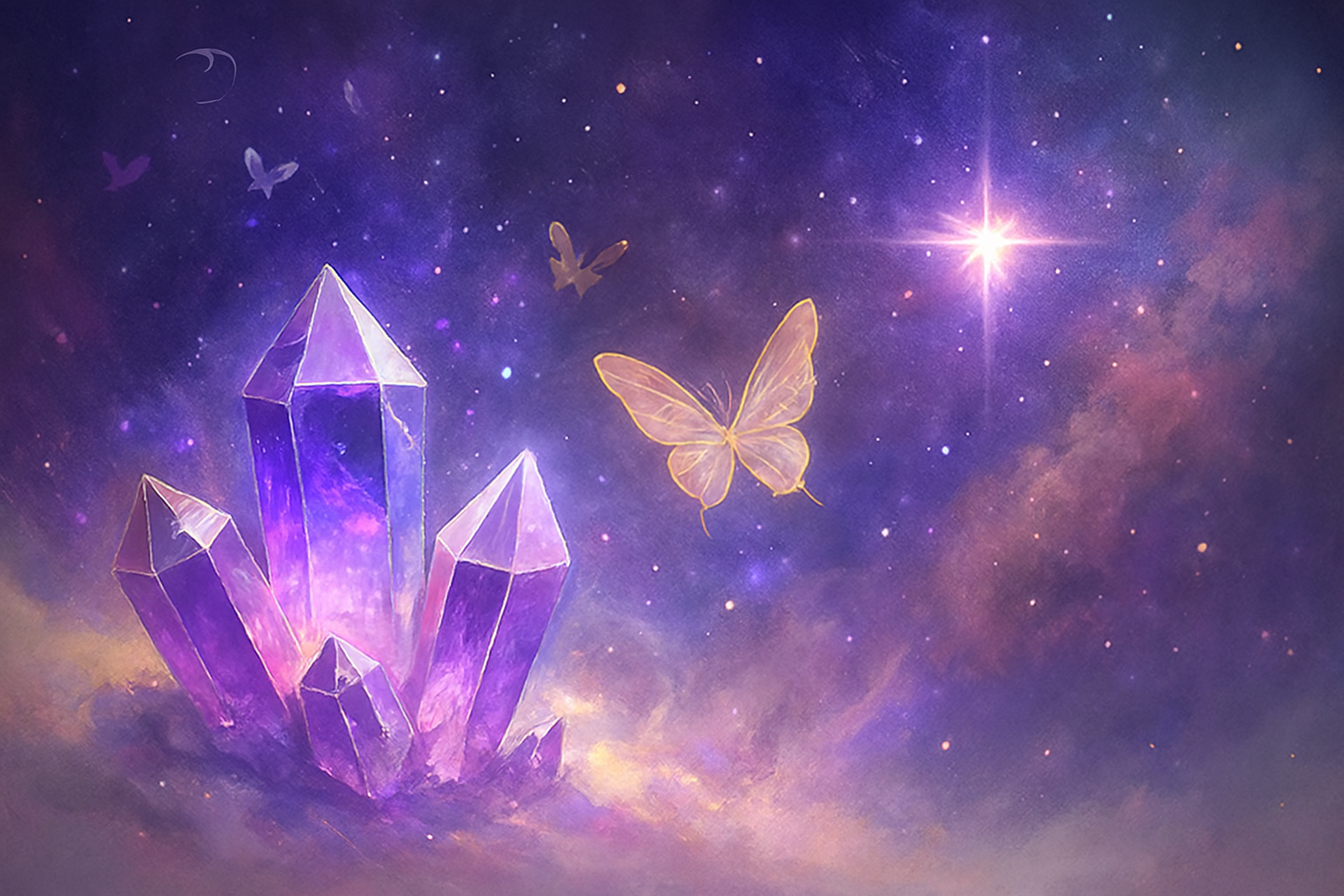 Violettes-Kristall‑Schmetterling‑Bild-mit-Sternenlicht-–-Papilunea-Sanctuary